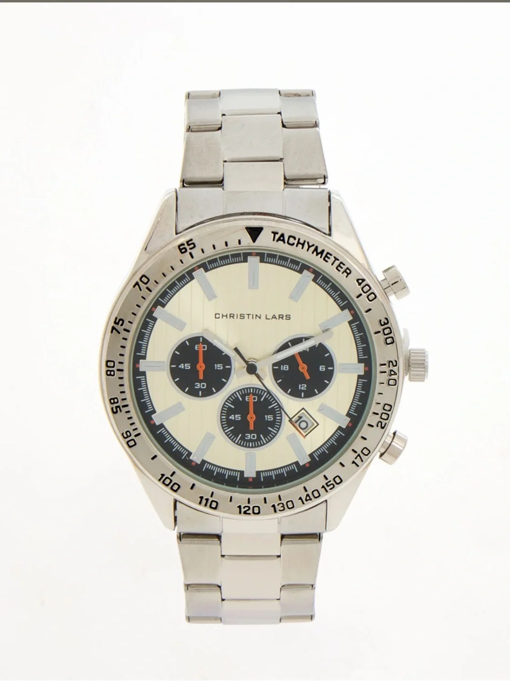 CHRISTIN LARS Silver Tone CHL601A Chronograph Watch